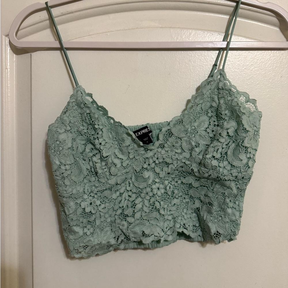 Express Mint Lace Crop Top